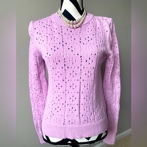 Lavendar Pointelle Knit Sweater